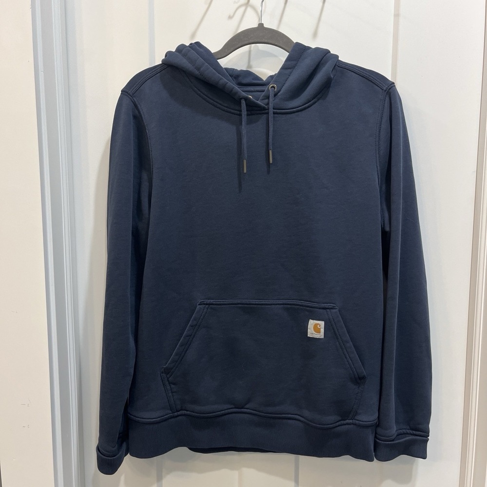 Carhartt Relaxed Fit Womens Midweight Hoodie Navy Blue Pocket Drawstring Size L